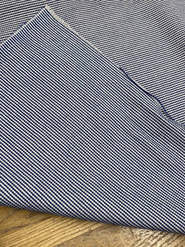 生地：綿ポリ細かいチェック柄ポコポコ織り（ブルー／白） - 日暮里繊維街 要藤商店（ようとう商店）